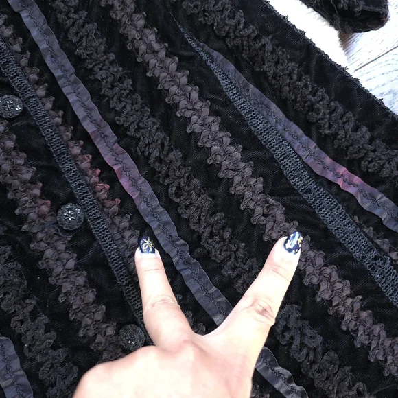 Vintage Betsey Johnson Penny Lane 90s Y2K Lace Velvet Puff Sleeve Duster Coat - Picture 9 of 12